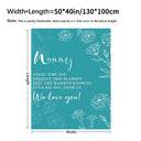 Nanny's Warm Hug Soft Teal Floral Blanket with Heartfelt Message