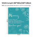 Nanny's Warm Hug Soft Teal Floral Blanket with Heartfelt Message