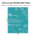 Nanny's Warm Hug Soft Teal Floral Blanket with Heartfelt Message