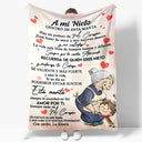 Soft Light Pink Blanket Grandma & Grandson with "A mi Nieto" Message