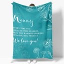 Nanny's Warm Hug Soft Teal Floral Blanket with Heartfelt Message