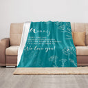 Nanny's Warm Hug Soft Teal Floral Blanket with Heartfelt Message