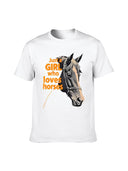 Men's 100% Cotton Horse Print T-Shirt Oversized Short Sleeve