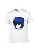 Men’s Black White Print T-Shirt 100% Cotton Relaxed Fit Short Sleeve