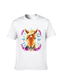 Men’s Cotton Graphic T-Shirt White Horse Print