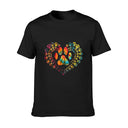 Men's 100% Cotton Graphic T-Shirt with Colorful Paw Print Heart Design