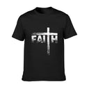 Men's Cotton Faith Cross Graphic T-Shirt Black Loose Fit