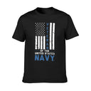 Men's American Flag Graphic T-Shirt Navy Veteran Design