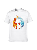 Mens 100% Cotton Graphic T-Shirt Fire & Water Yin Yang Design