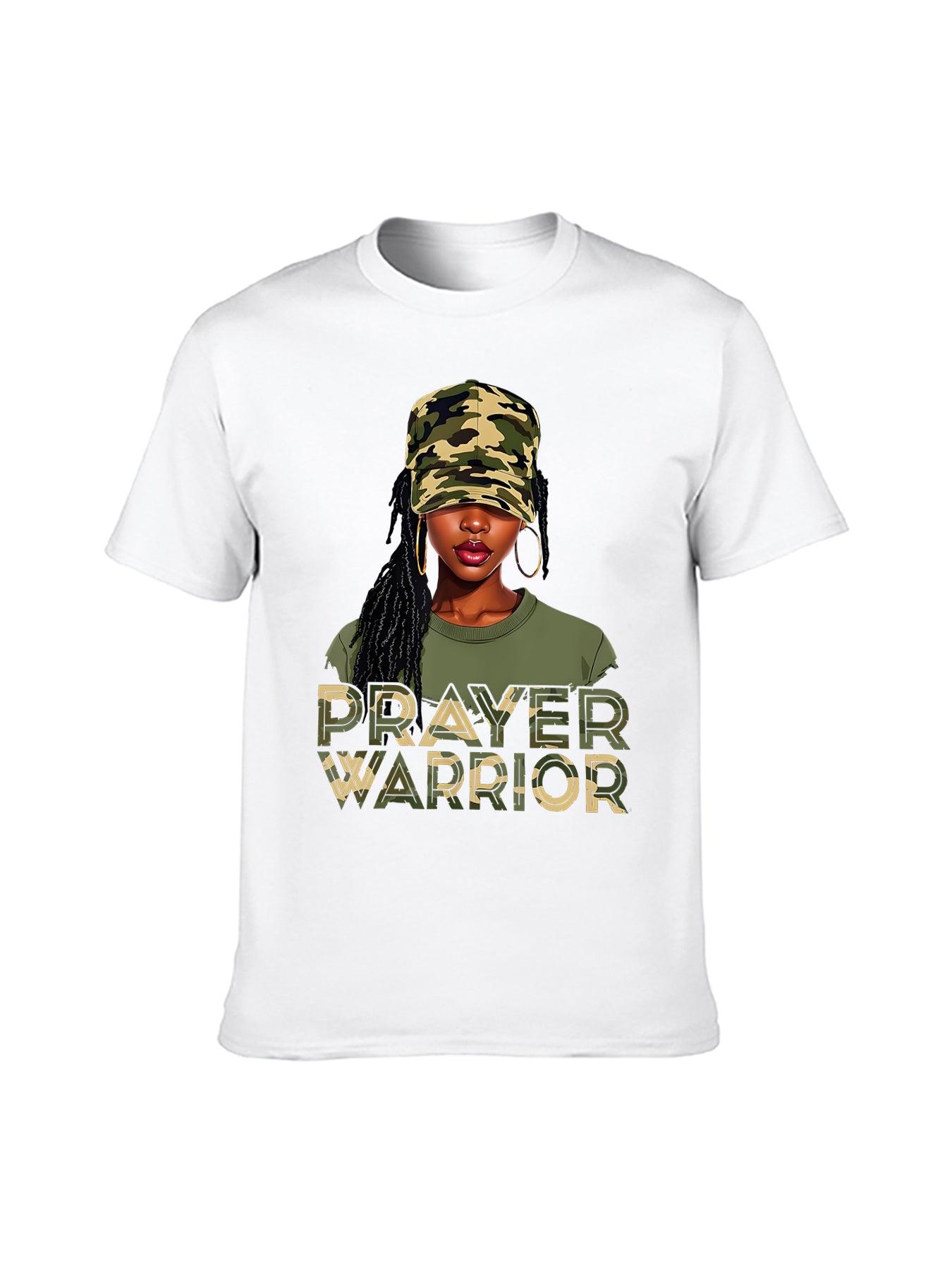 100% Cotton Graphic T-Shirt Camouflage Print Prayer Warrior Design