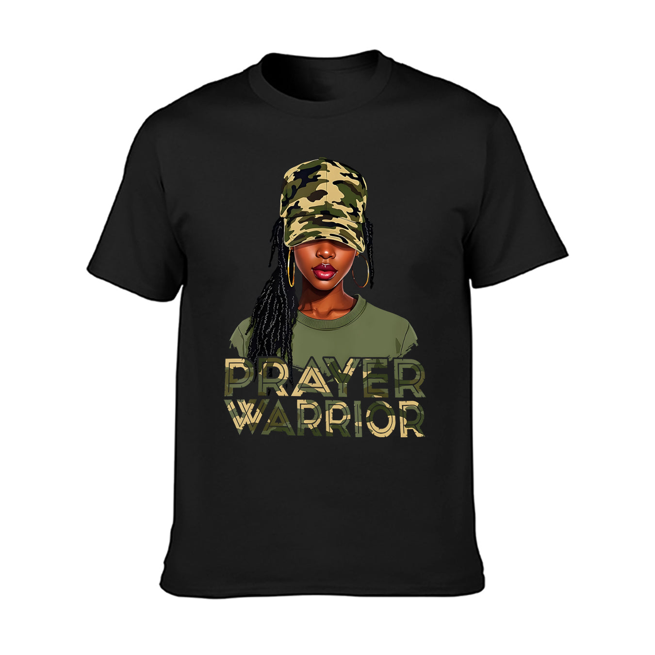 100% Cotton Graphic T-Shirt Camouflage Print Prayer Warrior Design