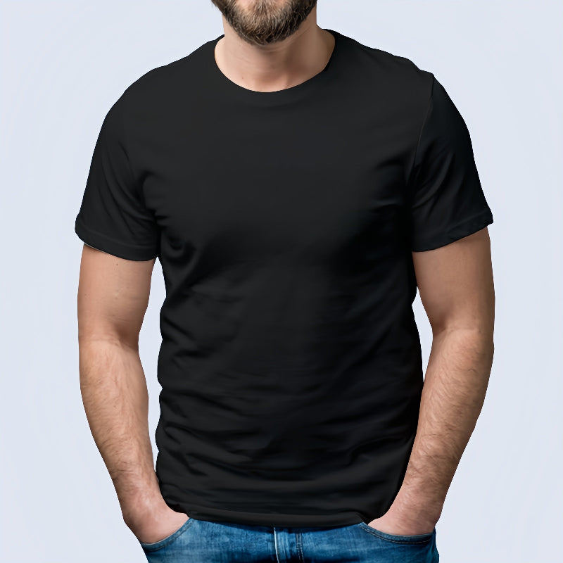 100% Cotton Custom Black T-Shirt for Men – Add Your Design, Logo or Photo – Classic Fit